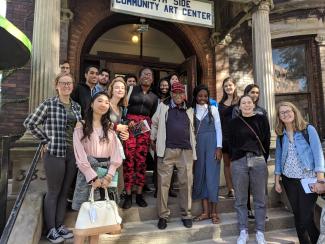 Students working with the Civic Knowledge Project with historian and activist Timuel Black